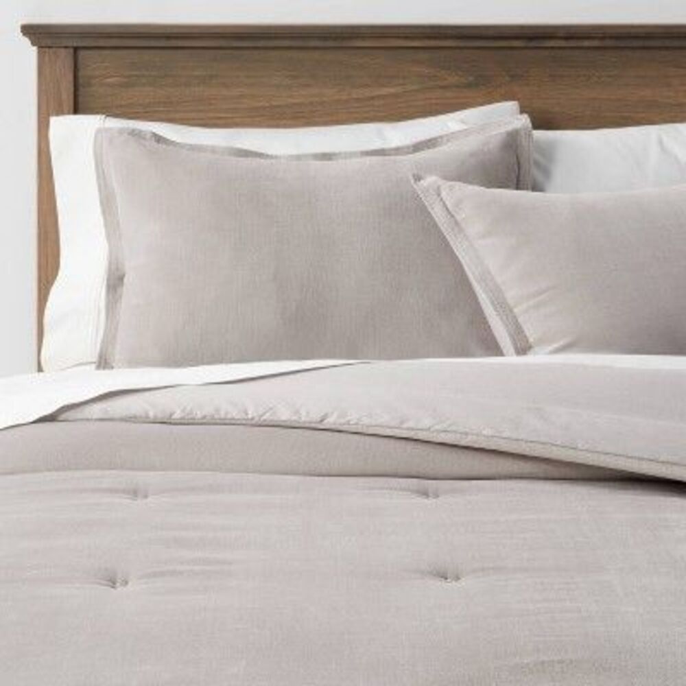 King Cotton Velvet Comforter and Sham Set Gray - Threshold